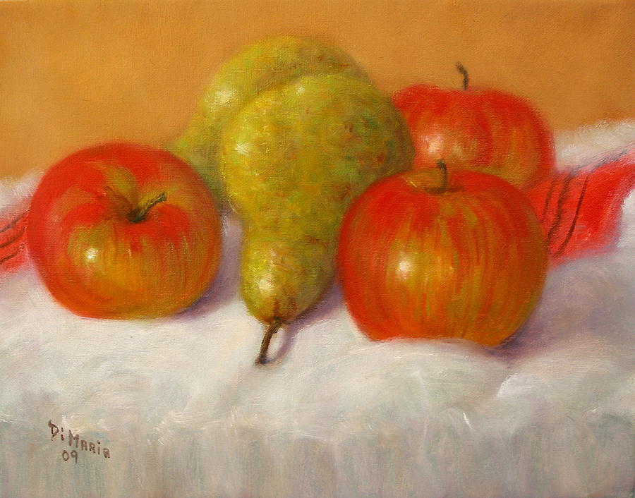 Three Apples and Two Pears Painting by Donelli  DiMaria