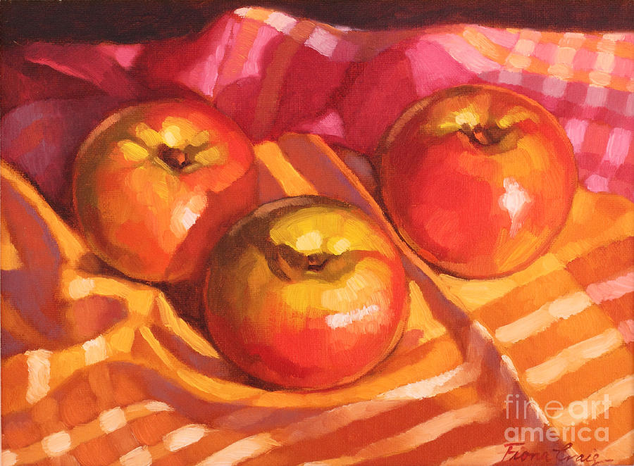 Apple Painting - Three Apples by Fiona Craig