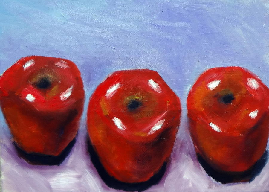 Three Apples Painting by Katy Hawk