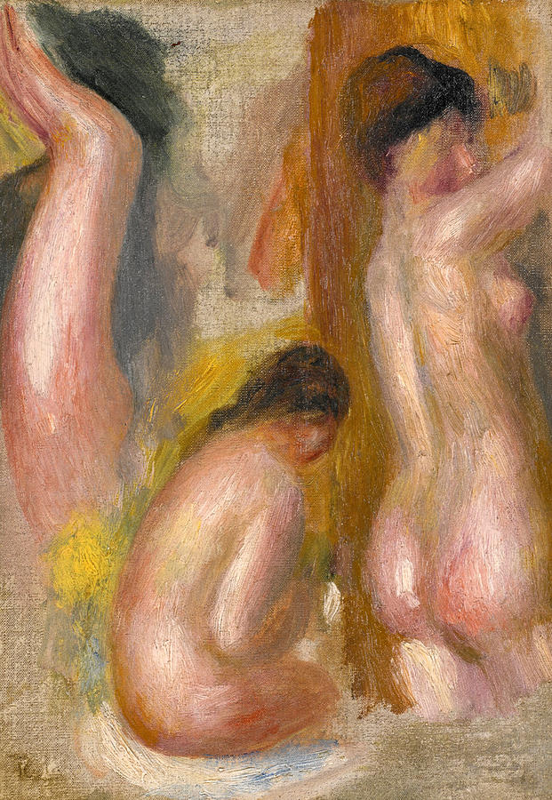 Three Bathers. Fragment Painting by Pierre-Auguste Renoir