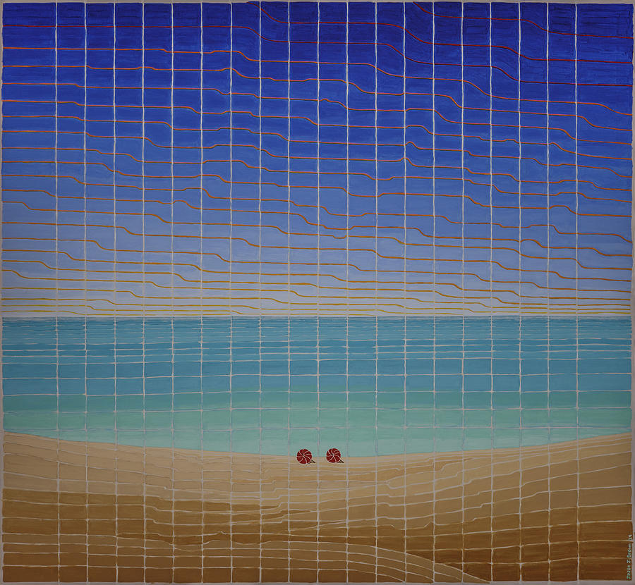 Three Beach Umbrellas Painting by Jesse Jackson Brown