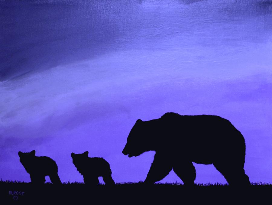 Three Bears, Blue Painting by Ralph Root