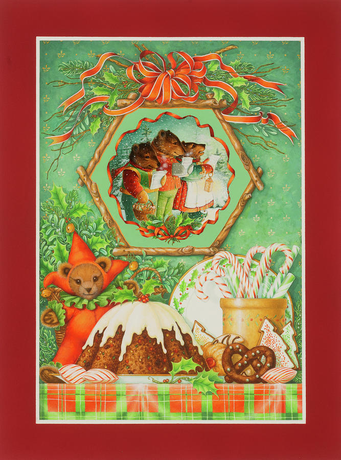 Three Bears Christmas Painting by Lynn Bywaters