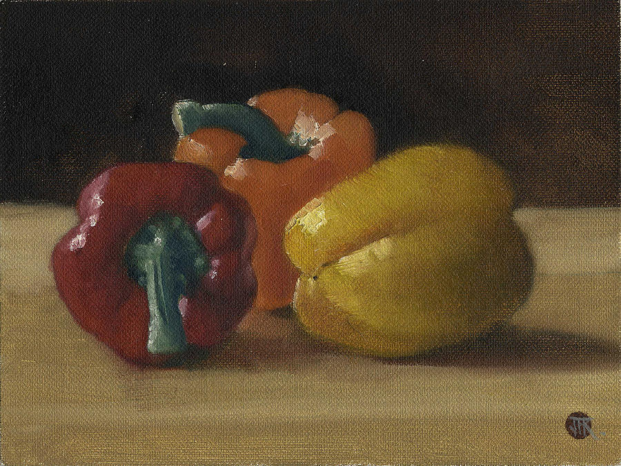 Three Bell Peppers Painting by John Reynolds