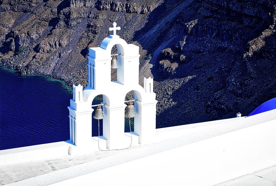 three bells of Santorini Photograph by John Babis