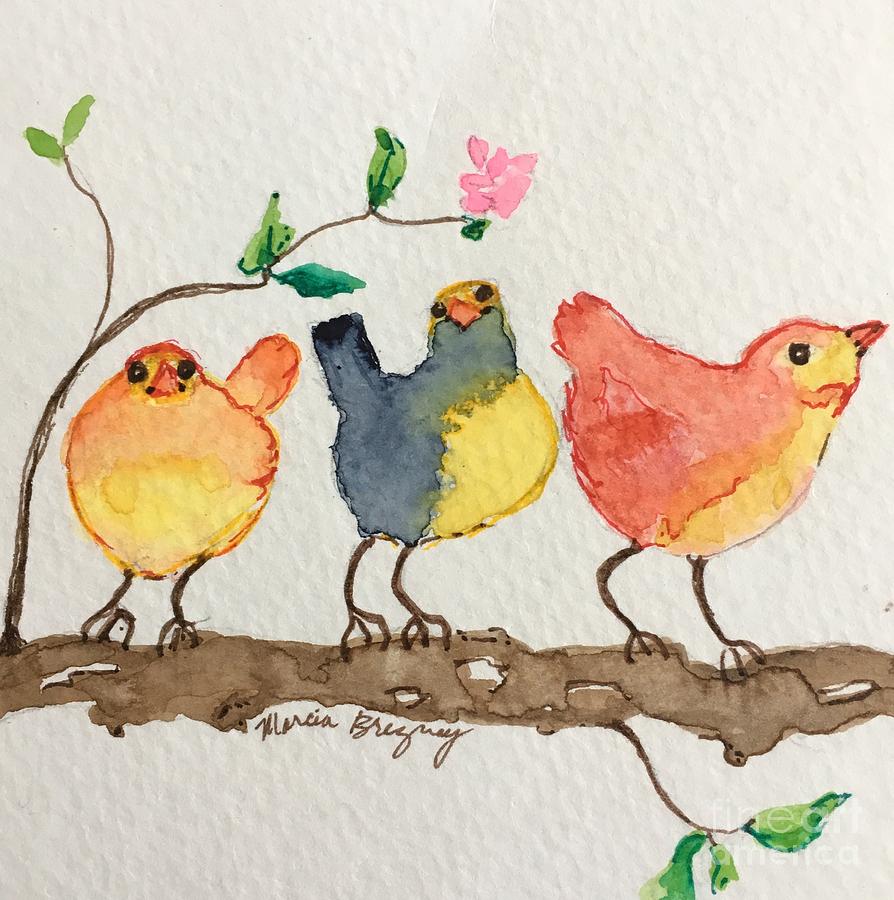 Three Birds  Painting by Marcia Breznay