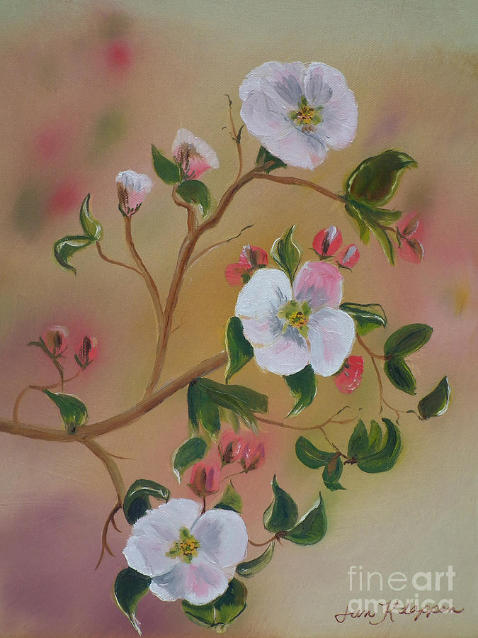 Apple Painting - Three Blooms - Apple Orchard - Ellijay by Jan Dappen
