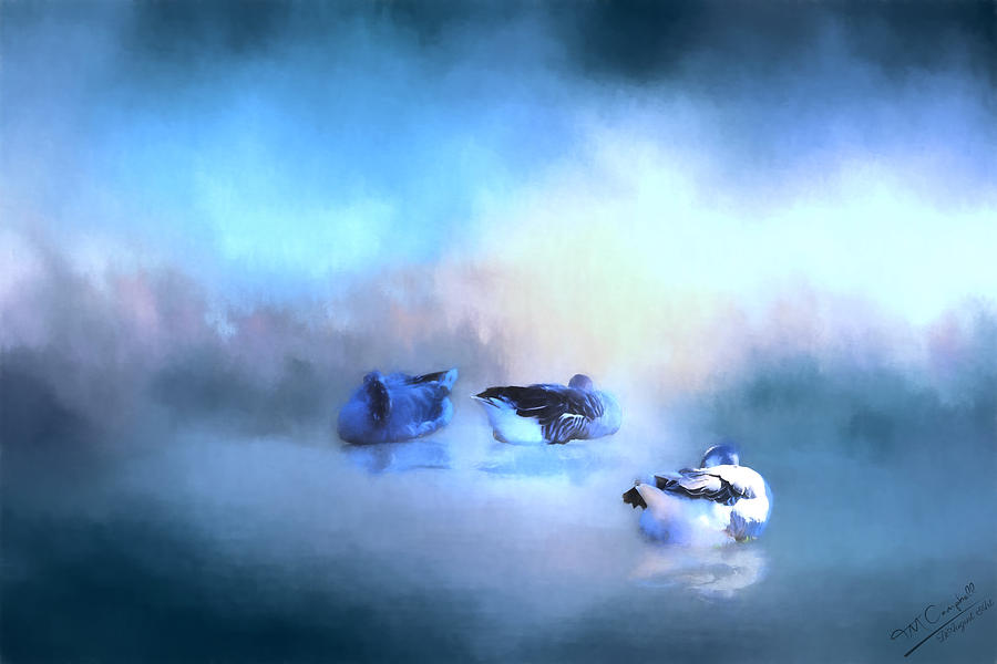 Three Blue Geese Painting