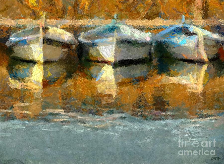 Three Boats Painting by Dragica  Micki Fortuna