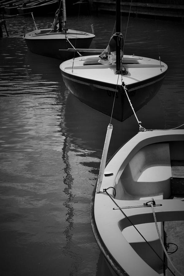 Three Boats in Bavaria - Black and White Photograph by Mark Mitchell