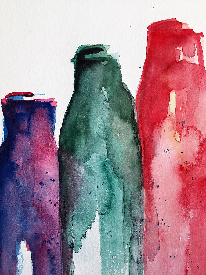 Three Bottles  Painting by Britta Zehm