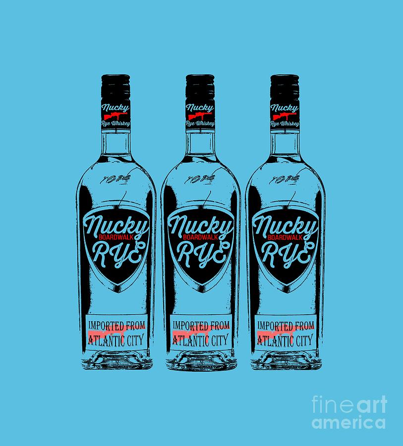 Bottle Digital Art - Three Bottles of Nucky Rye Tee by Edward Fielding