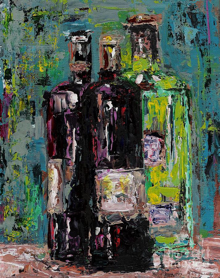 Wine Painting - Three Bottles of Wine by Frances Marino