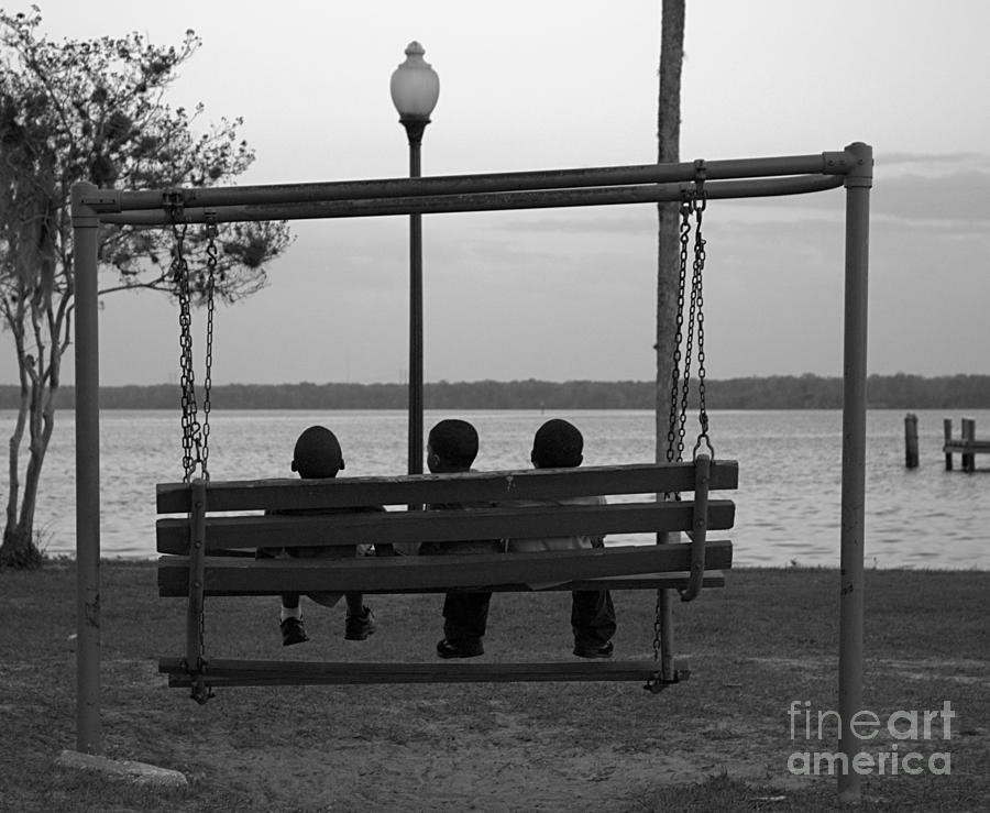Three Boys on a Swing Photograph by Kathi Shotwell