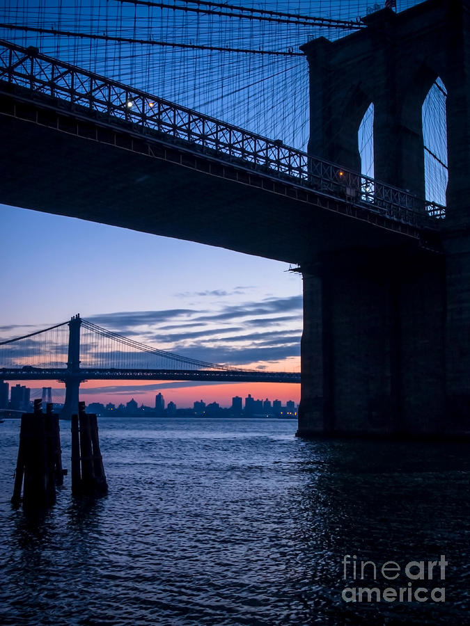 Brooklyn Bridge Photograph - Three Bridge View by James Aiken