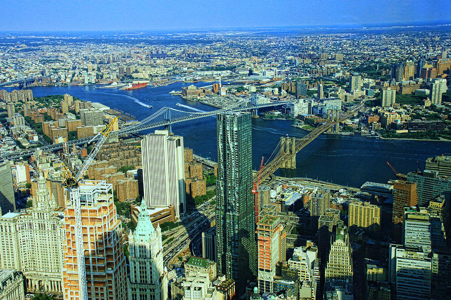 Three Bridges as seen from One World Trade Center Photograph by Allen Beatty