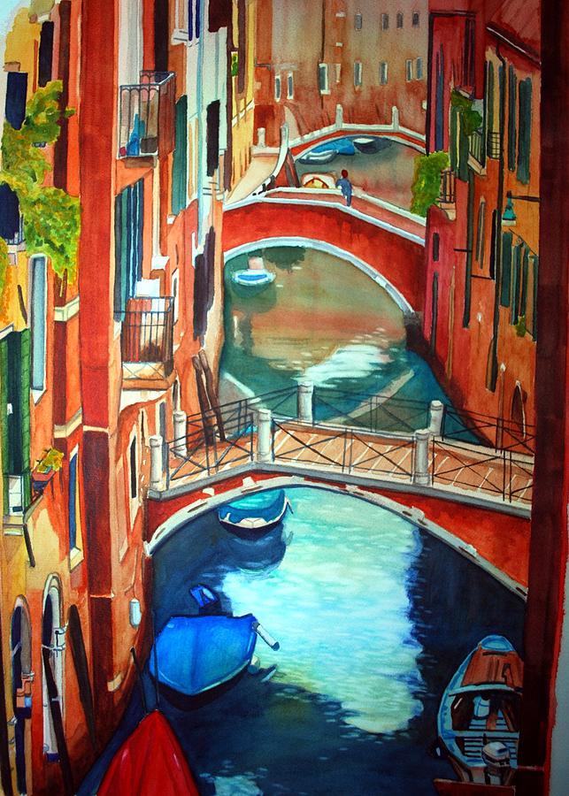 Boat Painting - Three Bridges by Gerald Carpenter