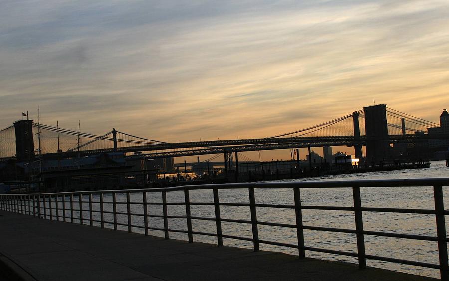 Brooklyn Bridge Photograph - Three Bridges Over East River by Christopher J Kirby