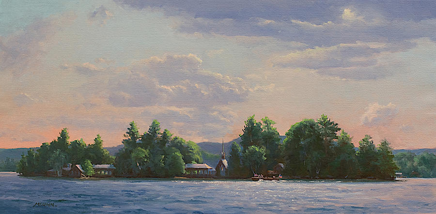 Lake George Painting - Three Brothers East Side at Evening by Marianne Kuhn