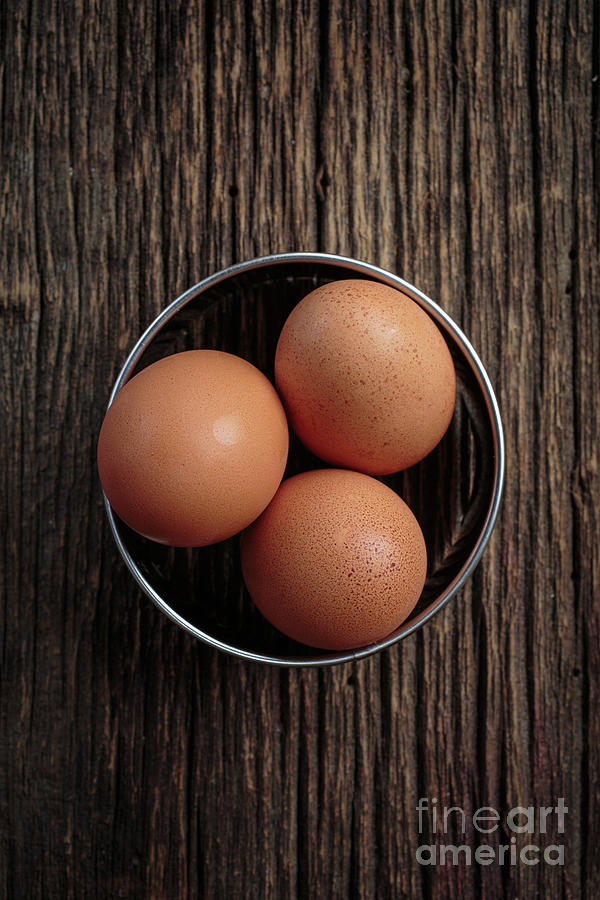 Egg Photograph - Three Brown Eggs by Edward Fielding