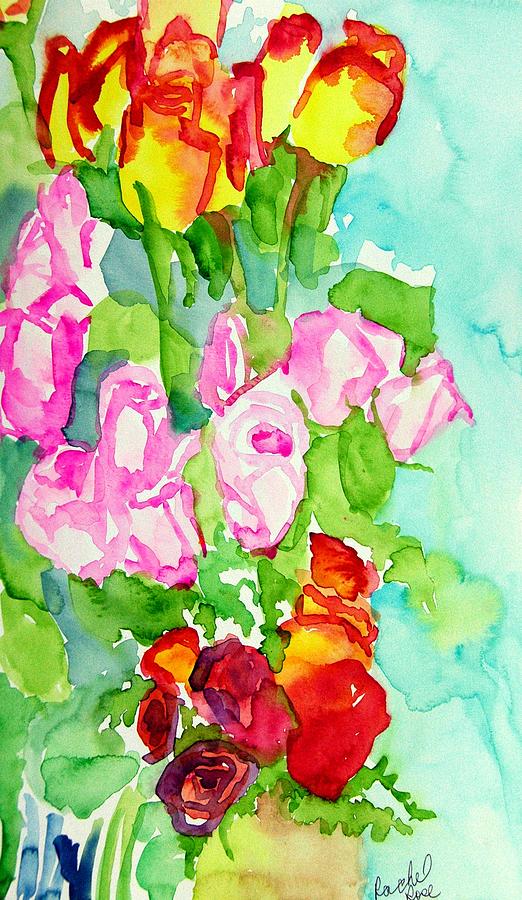 Still Life Painting - Three bunches of Roses by Rachel Rose
