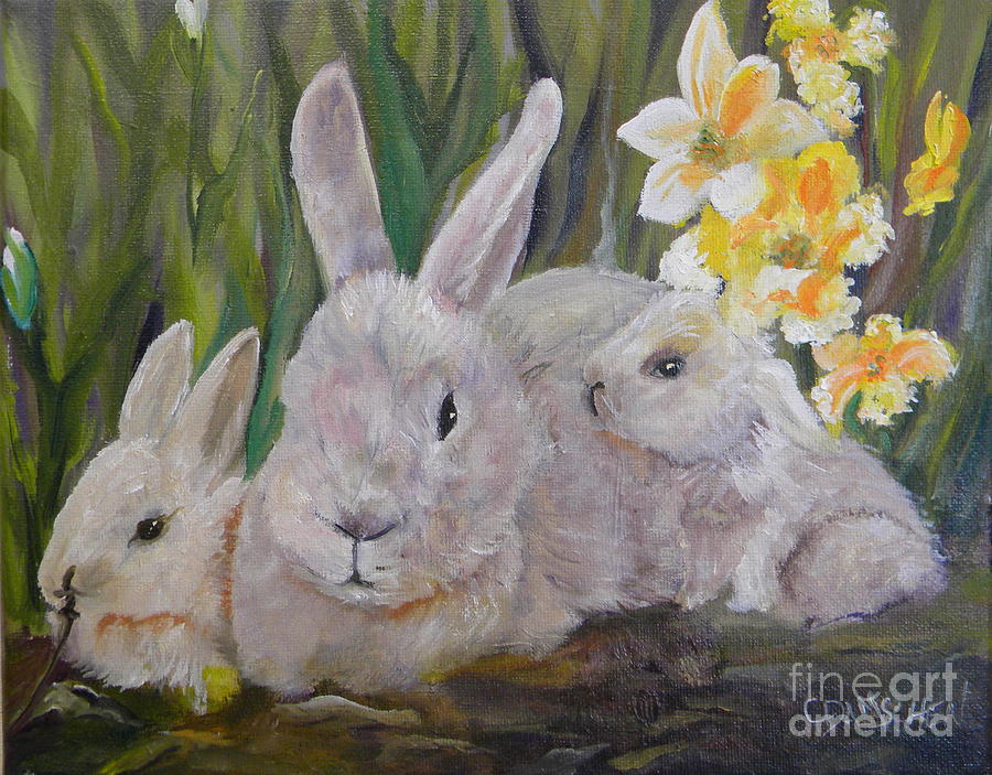 Rabbit Painting - The B. Rabbit Family by Cheryl Damschen