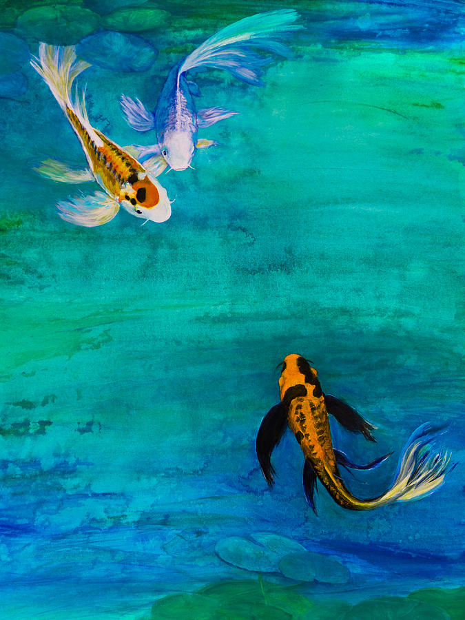Three Butterfly Koi Painting