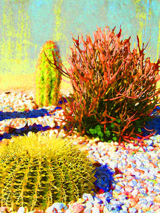 Three Cacti Painting by Amy Vangsgard