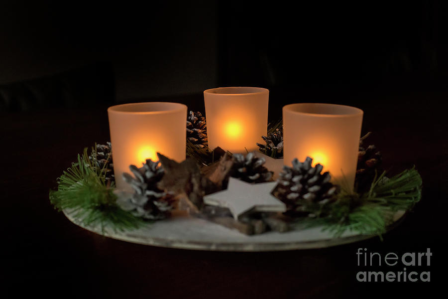 Three candles for christmas Photograph by Patricia Hofmeester