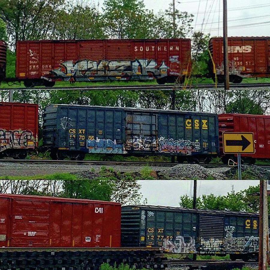 Train Photograph - Three Cars, One Train. #graffiti by Rob Murray