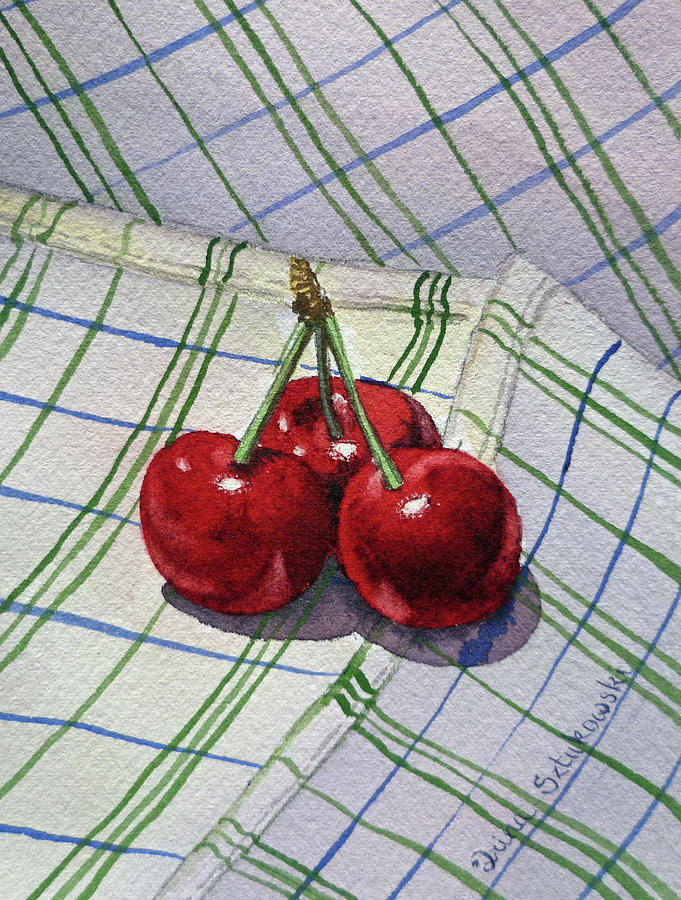 Three Sweet Cherries By Irina Sztukowski Painting