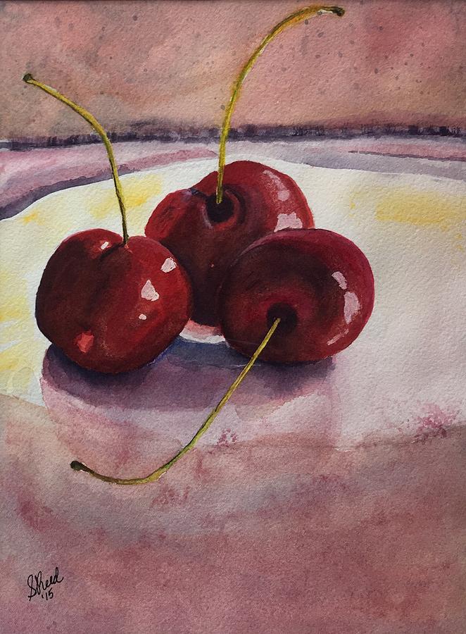 Three Cherries Painting by Sharon Reed - Fine Art America