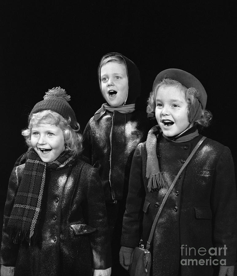 Christmas Photograph - Three Children Caroling, C.1940s by H. Armstrong Roberts/ClassicStock