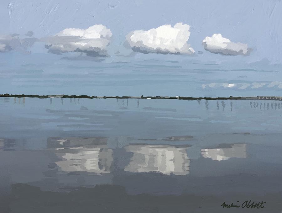 Three Clouds in Reflection on the Banana River, Merritt Island, FL Painting by Melissa Abbott