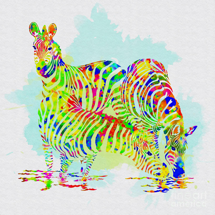 Three Colorful Zebras   Mixed Media by Olga Hamilton