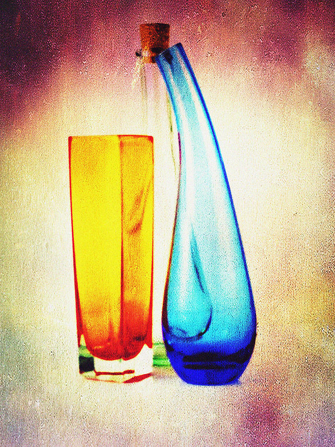 Three coloured bottles Photograph by John Paul Cullen