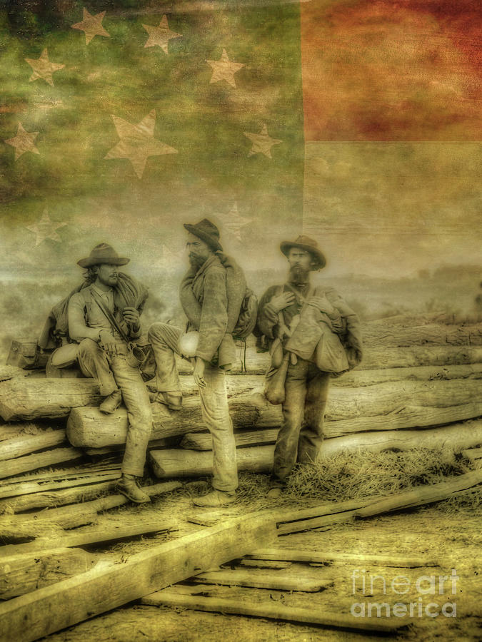 Three Confederate Prisoners Civil War Digital Art by Randy Steele