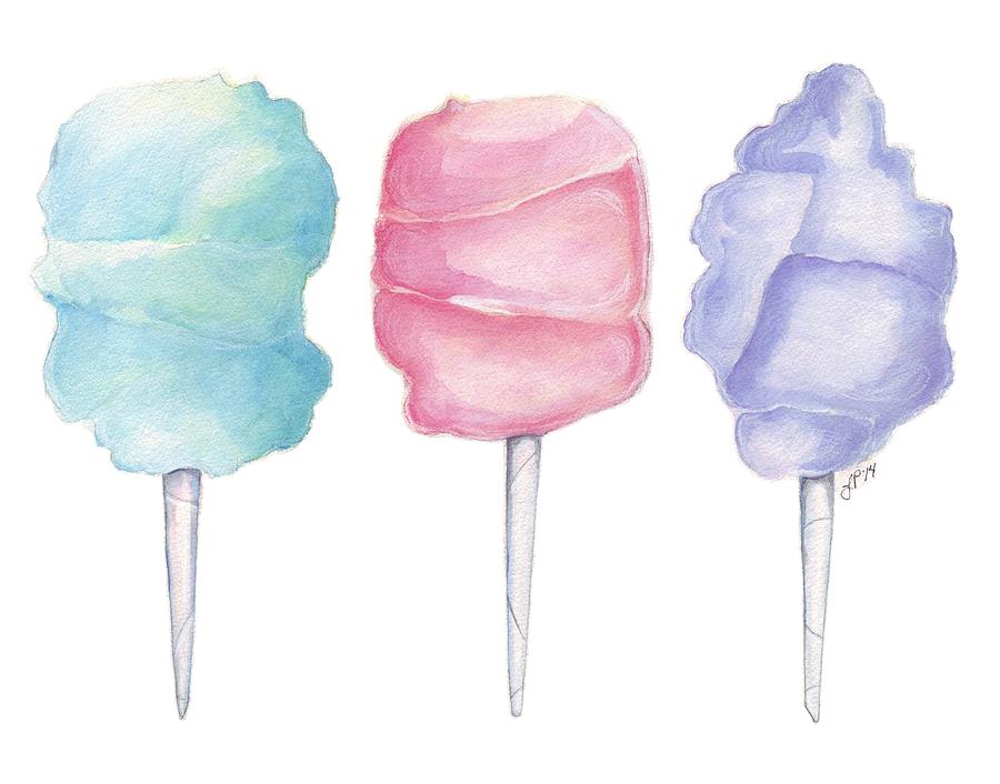 Candy Painting - Three Cotton Candies by Johanna Pabst