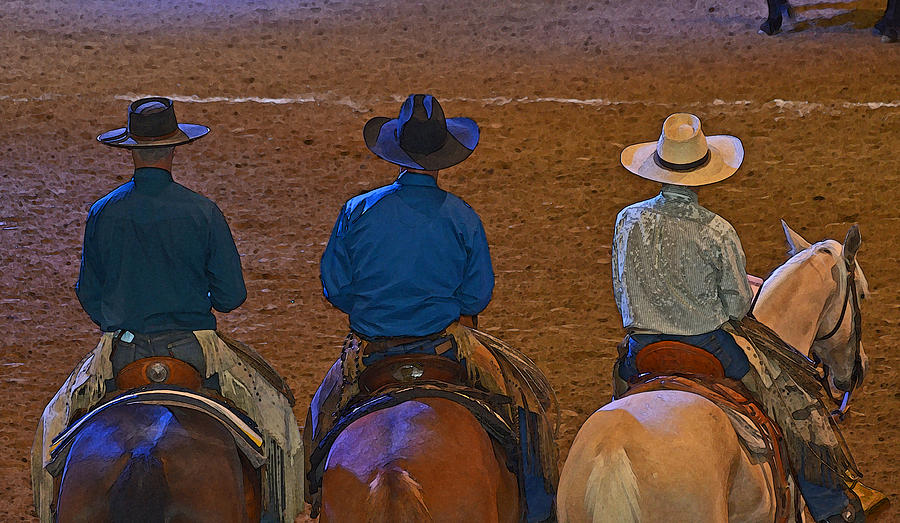 Three Cowboys On Horseback Stock Photos & Three Cowboys On