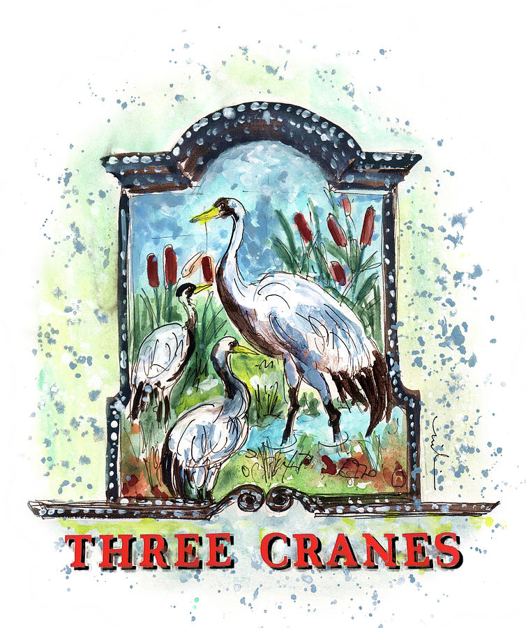Three Cranes In York Painting by Miki De Goodaboom