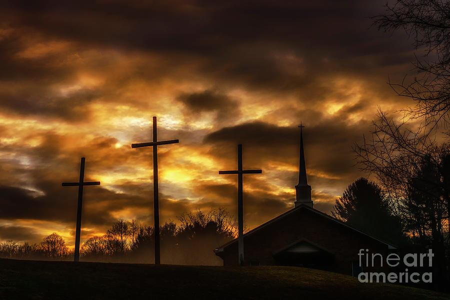 Three Crosses and Church  Photograph by Thomas R Fletcher