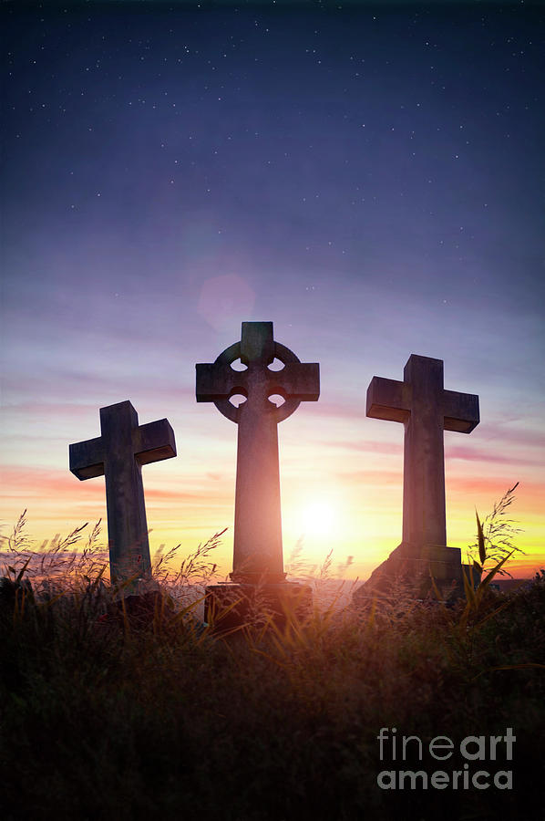 Three Crosses At Sunset Photograph by Lee Avison