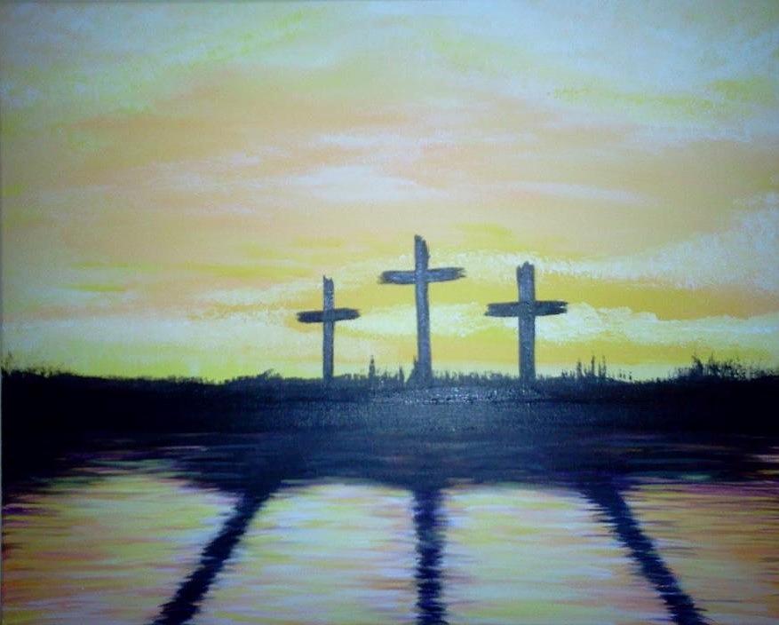 Three Crosses Sunrise Painting By James Bender