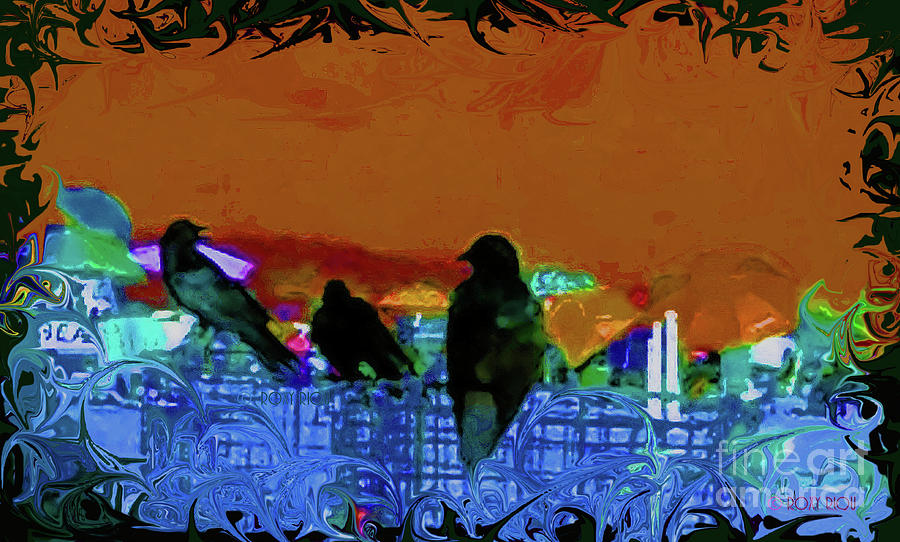 Three Crows On The Beach Digital Art by Roxy Riou