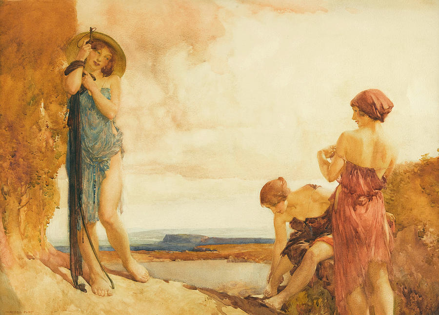 Nude Painting - Three damsels sight by Sir William Russell Flint
