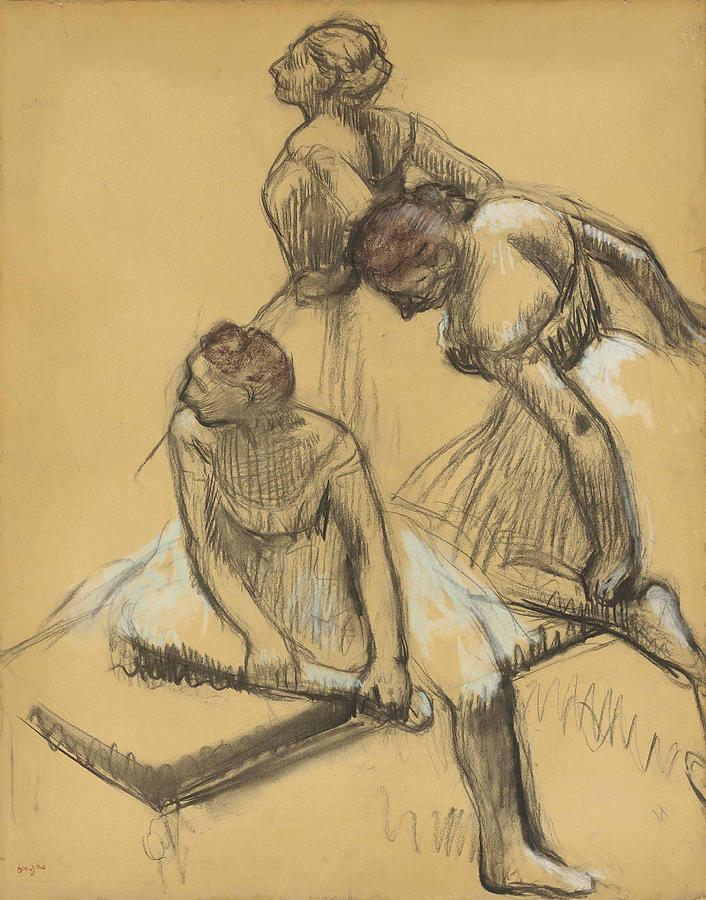 Three Dancers 2 Drawing by Edgar Degas