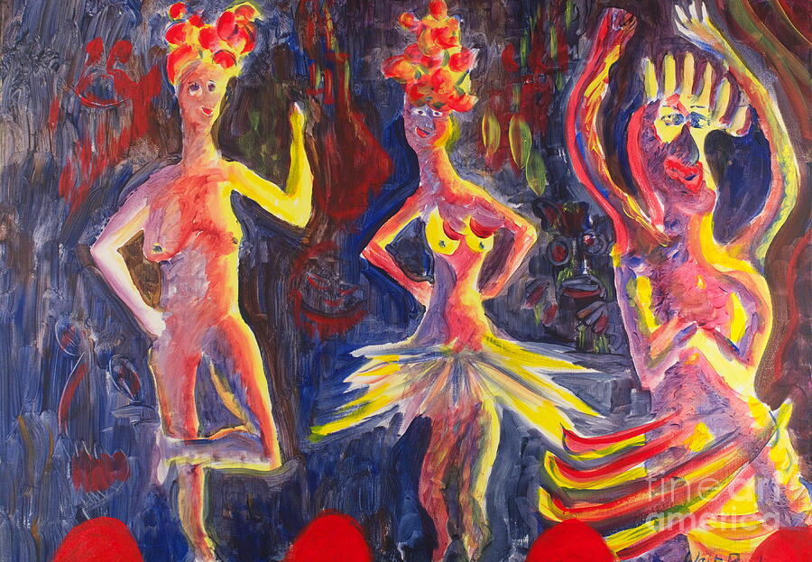 Three Dancers Painting by Walt Brodis