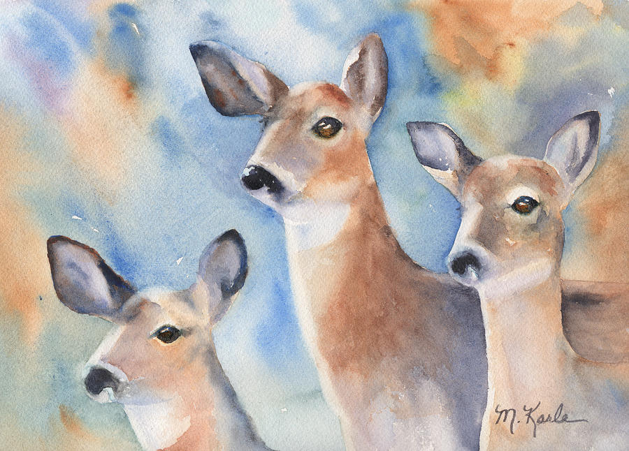 Three Deer Painting by Marsha Karle