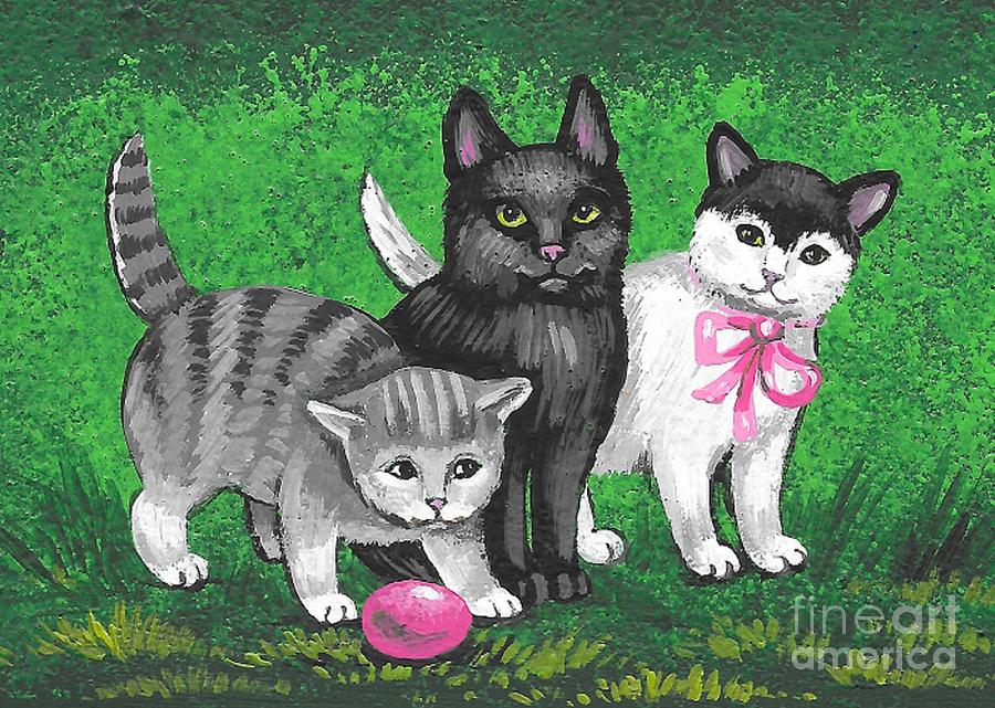 Three Easter Kitens Painting by Margaryta Yermolayeva