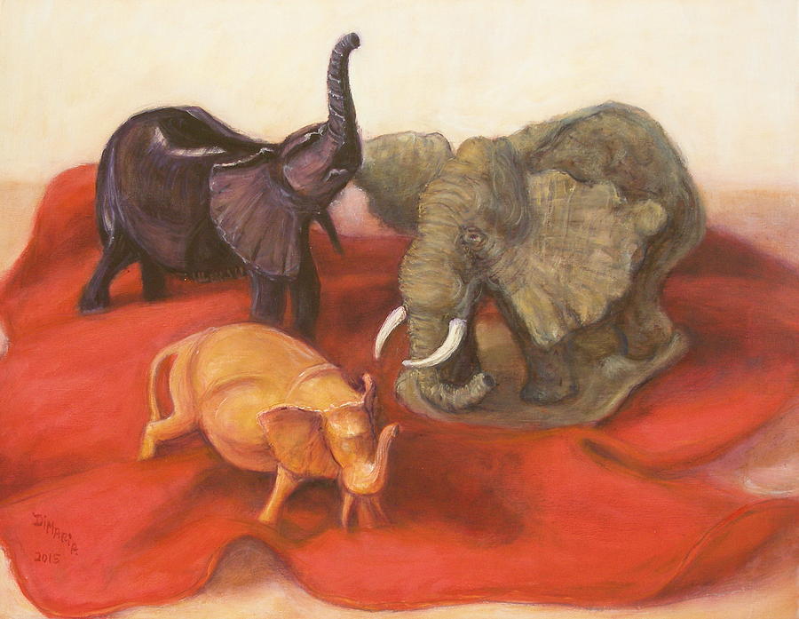 Three Elephants Painting by Donelli  DiMaria